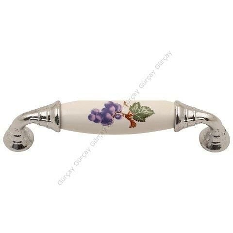 Gürçay Sude Porselen Kulp Krom Üzümlü 96mm (2 Adet)