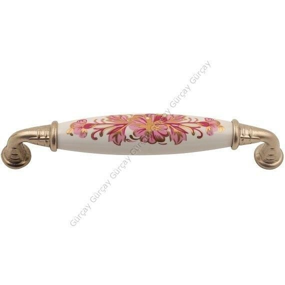 Gürçay Sude Porselen Kulp Saten Pembe Çiçekli 128mm (2 Adet)