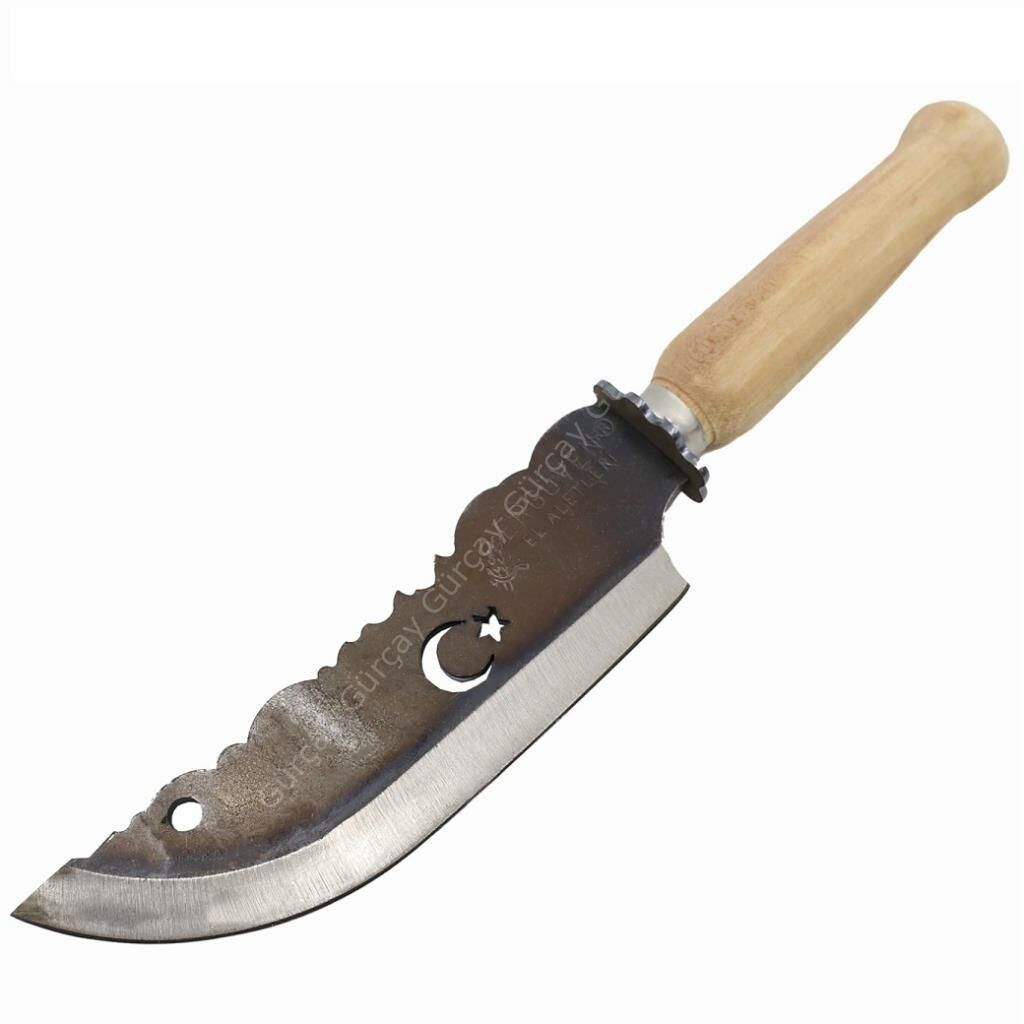 Ahşap Saplı Desenli Kamp Bıçağı 35cm