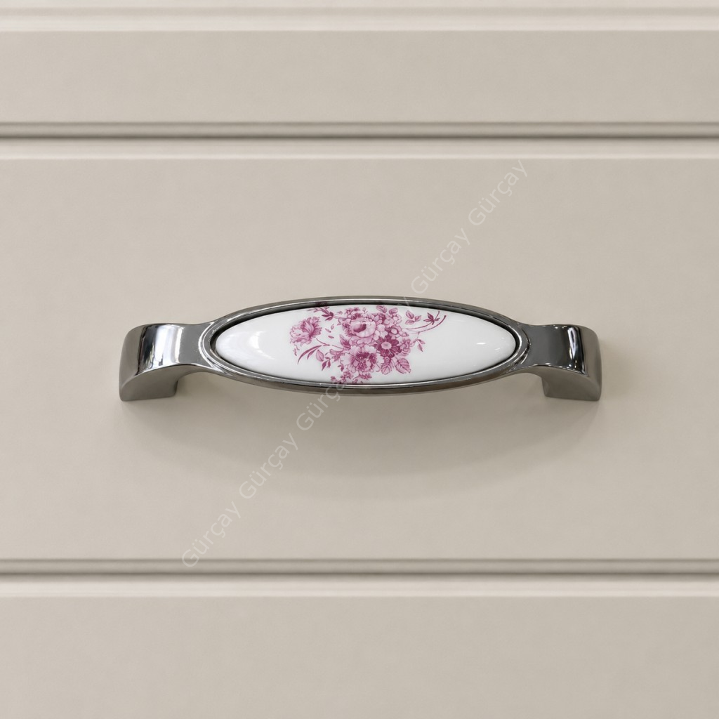 Nobel Porselen Kulp 128mm Pembe Çiçekli (2 Adet)