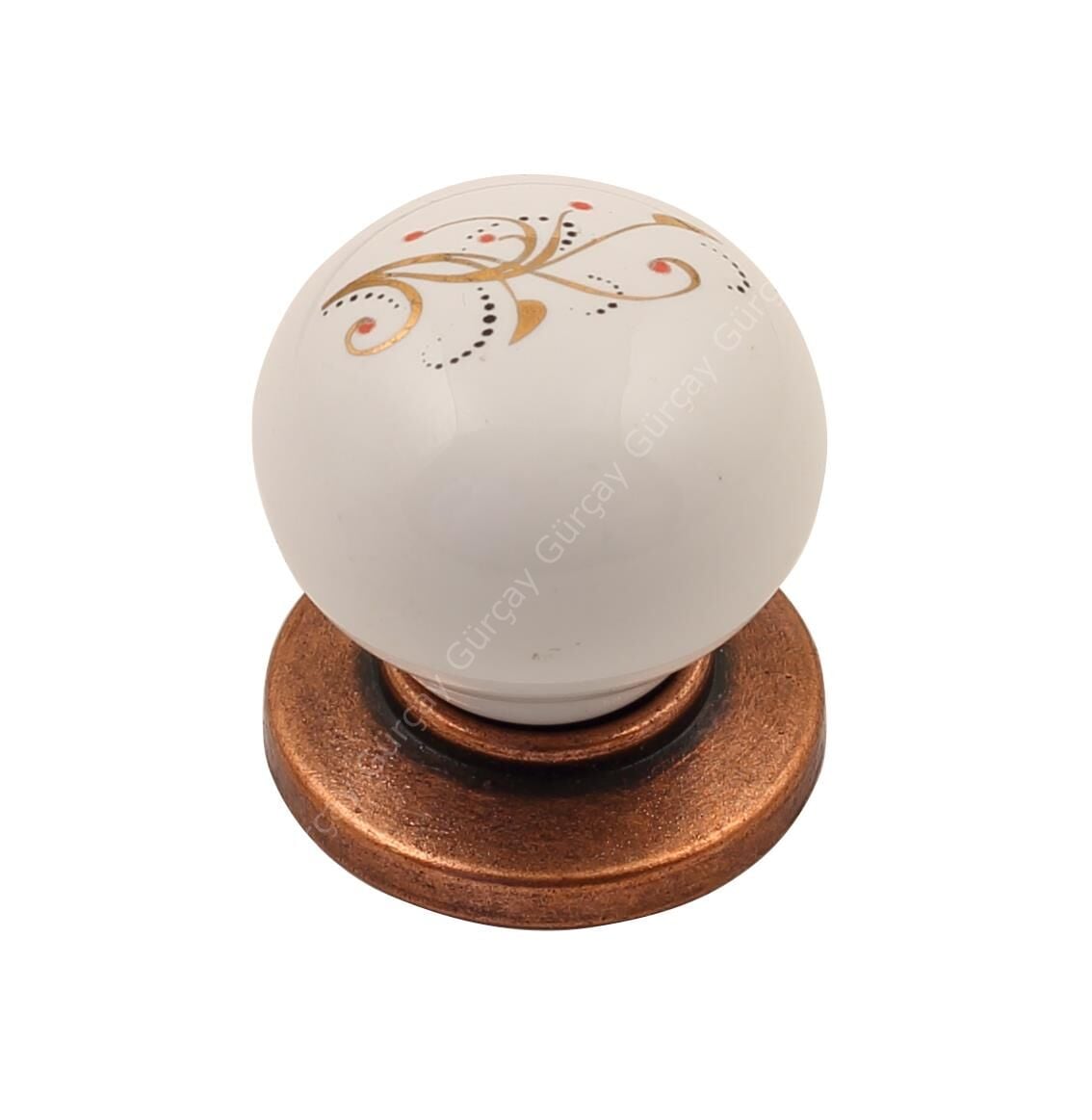 Sude Porselen Kulp Bakır Altın Desen 16 Düğme (2 Adet)