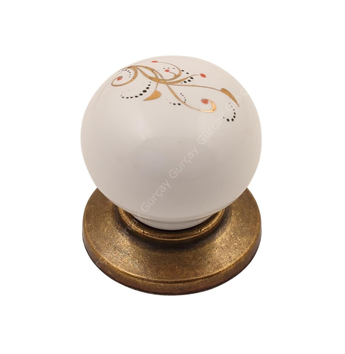 Sude Porselen Kulp Antik Altın Desen 16 Düğme (2 Adet)