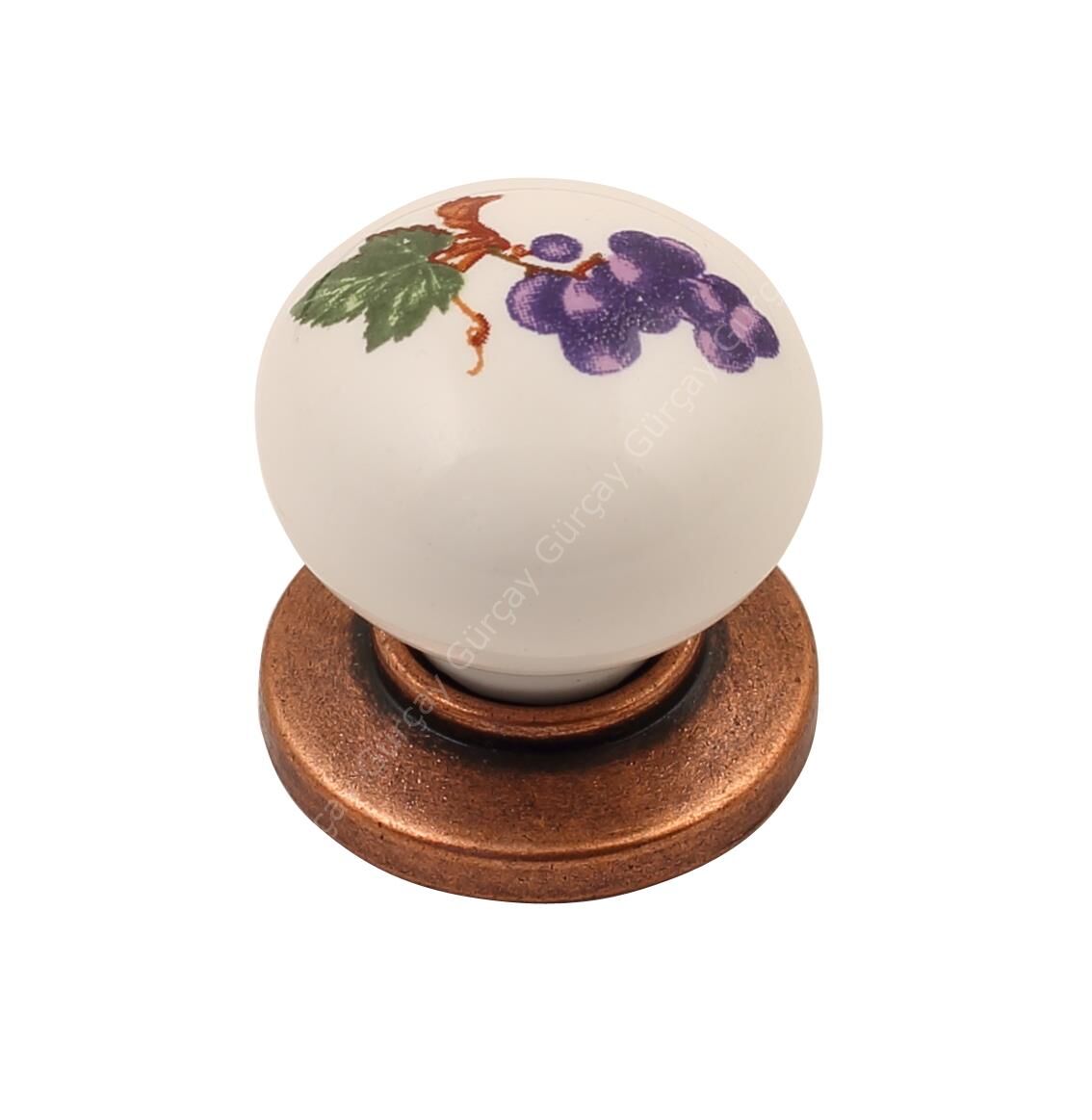 Gürçay Sude Porselen Kulp Bakır Üzümlü Düğme (2 Adet)