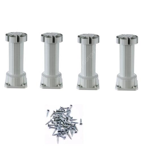 Ayarlı Mutfak Baza Ayağı Plastik Beyaz 10-15cm (4 Adet)