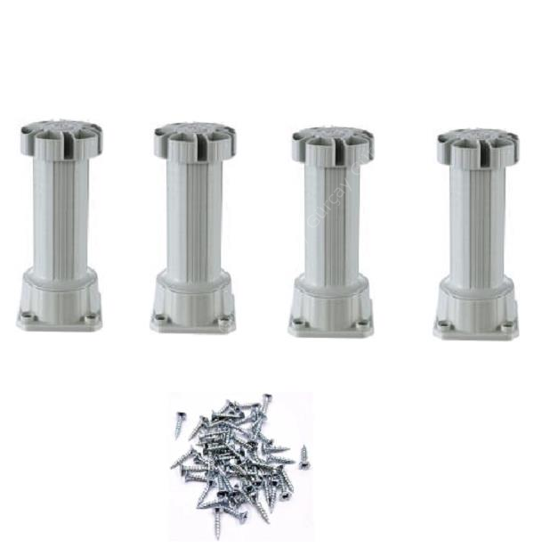 Ayarlı Mutfak Baza Ayağı Plastik Beyaz 15-20cm - 4 Adet