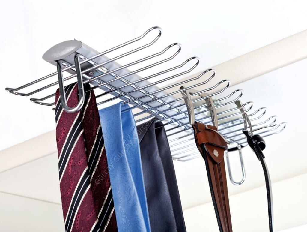 Tavan Bağlantılı Raylı Kravat Kemer Eşarp Askısı