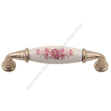 Gürçay Sude Porselen Kulp Saten Pembe Çiçekli 96mm (2 Adet)