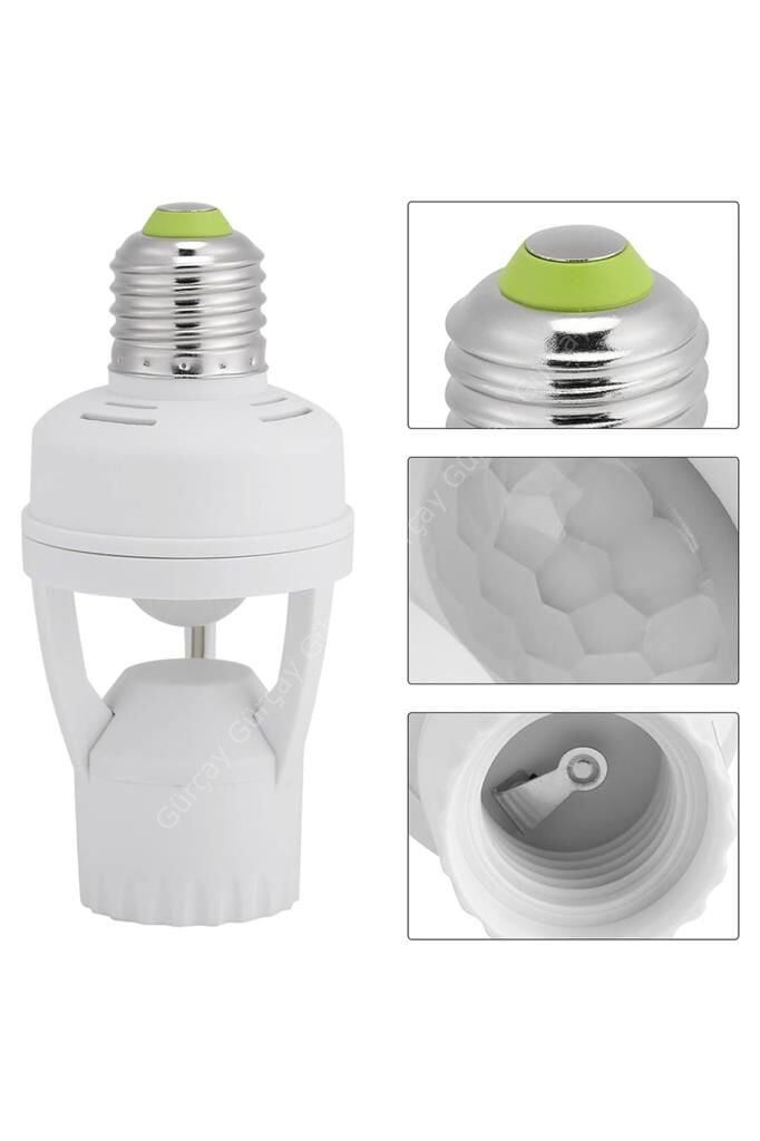 Parcbeny Serisi 24272 360° PIR Hareket Sensörlü E27 Lamba Duy Uyumlu Adaptörü Zaman Ayarlı AC 100V-240V 60W Max