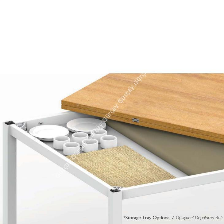 Açılır - Katlanır Pivot Masa Depolama Rafı