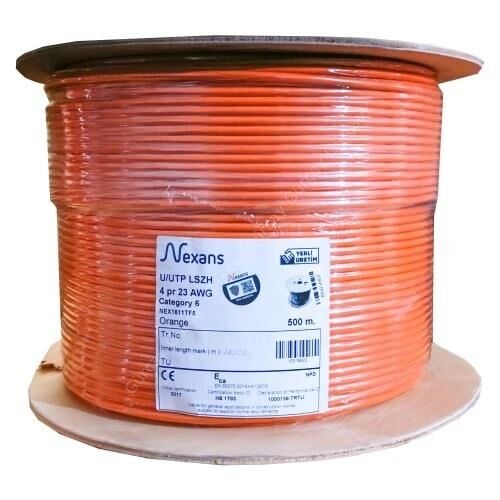 NEXANS Cat 6 Halogen Free Utp 23AWG Kablo 500m TURUNCU