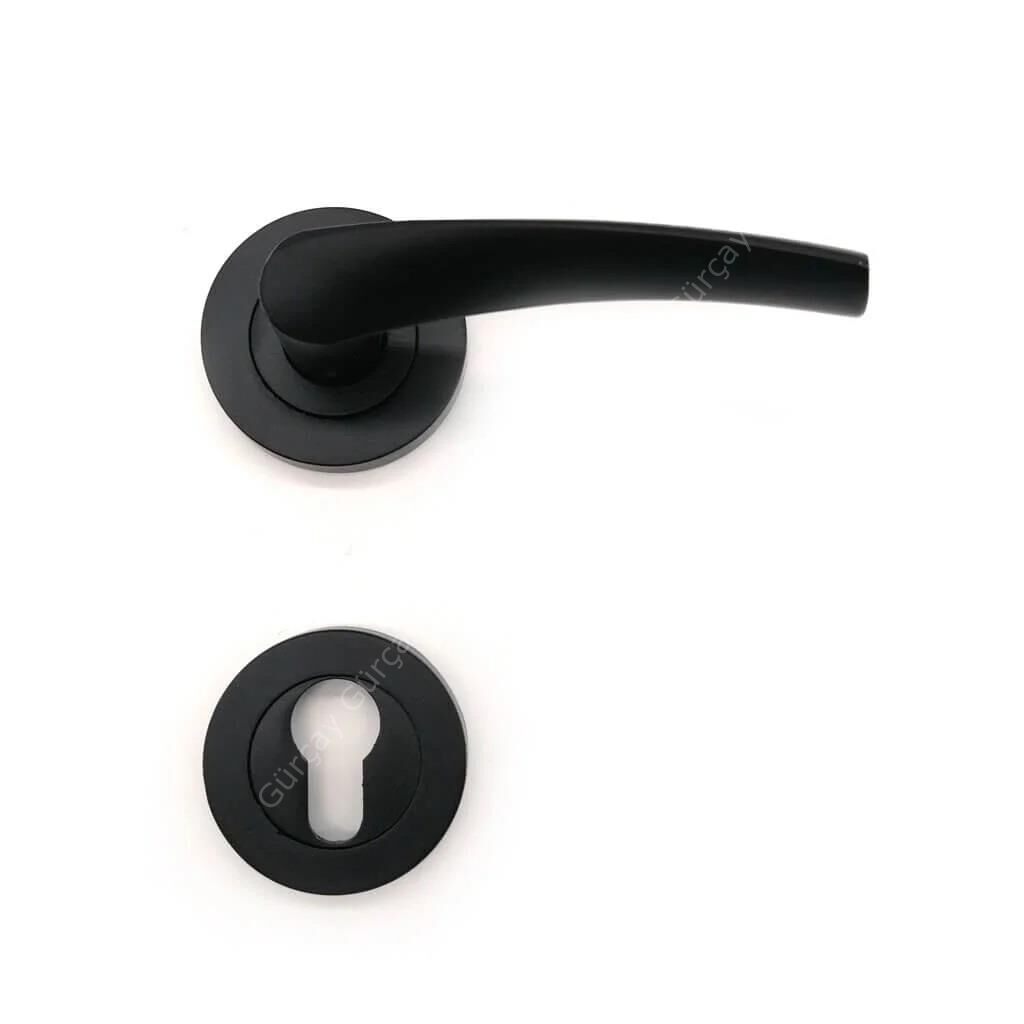 Polaris Rozetli Kapı Kolu Siyah Yale Tipi