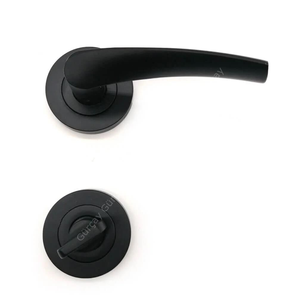 Polaris Rozetli Kapı Kolu Siyah WC Tipi