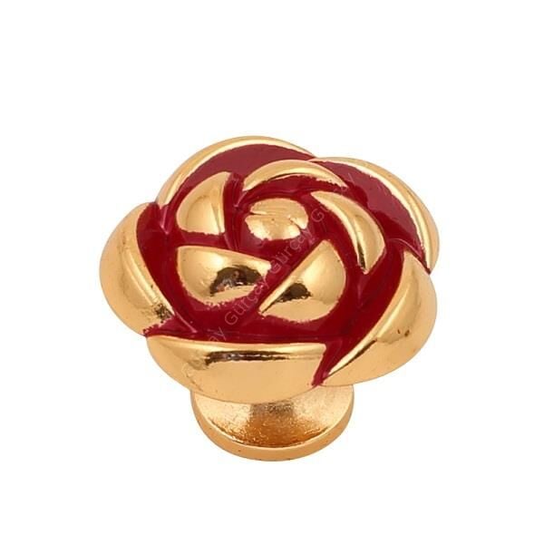 Gül Düğme Kulp Altın-Kırmızı