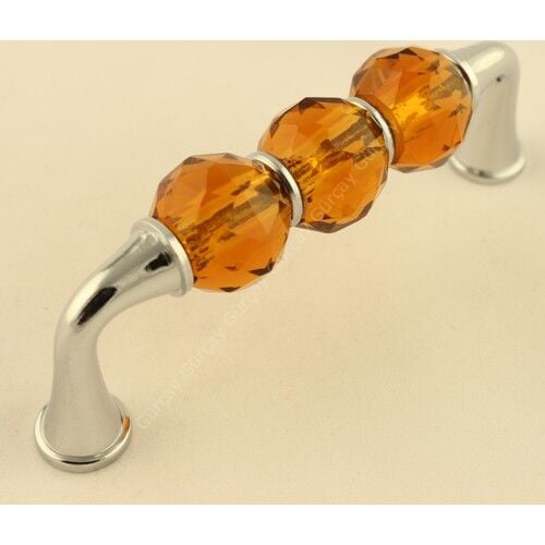 Kristal Taşlı Kulp 96Mm Kahve