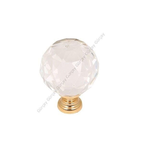 Küre Kristal Kulp 30mm Şeffaf Altın (2 Adet)