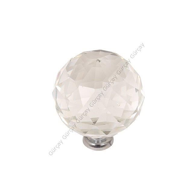 Küre Kristal Kulp 30mm Şeffaf Krom - 2 Adet