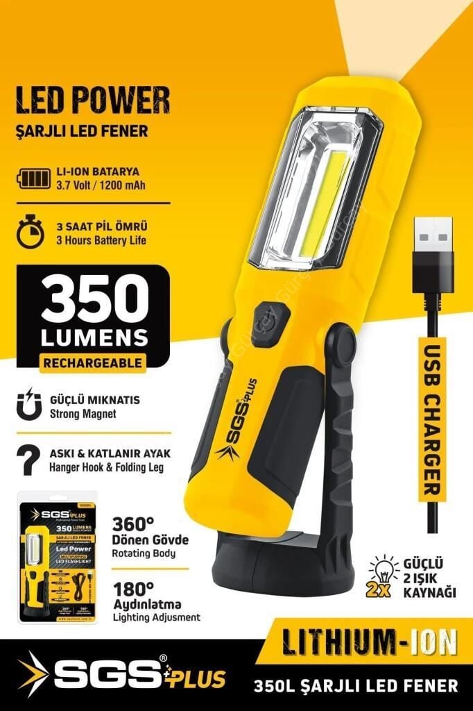 SGS 5054 Şarj Edilebilir Led Fener 350 Lümen