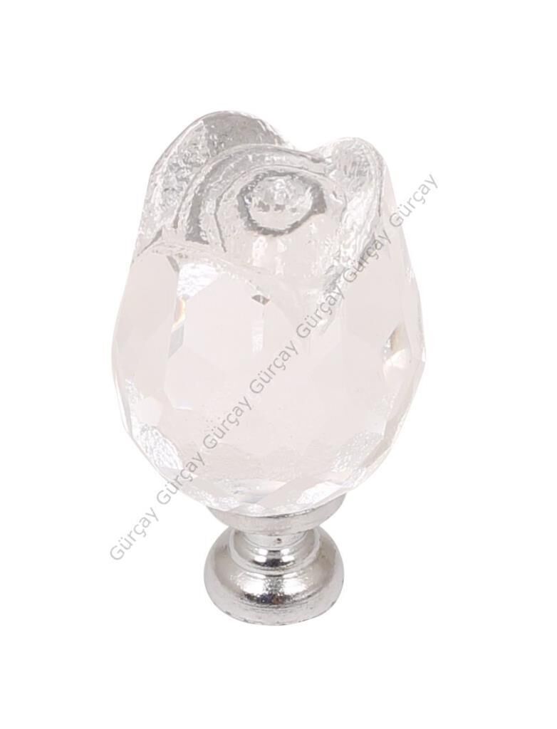 Kristal Kulp Gül Şeffaf - 2 Adet