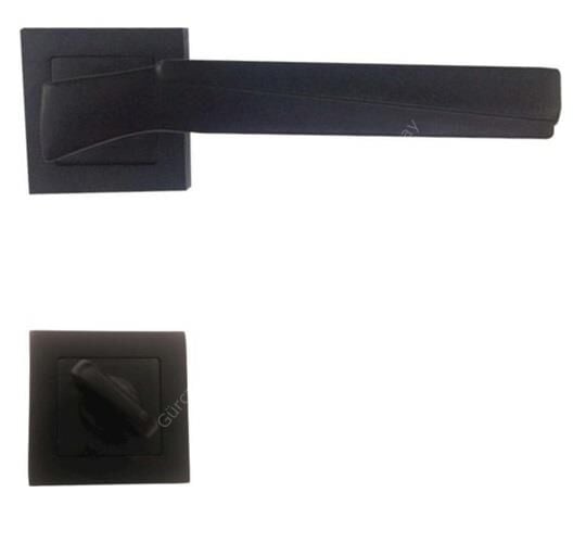 Meridyen Kare Rozetli Kapı Kolu Mat Siyah WC Tipi