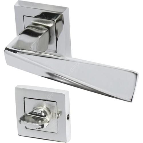 Penta Kare Rozetli Kapı Kolu Krom WC Tipi