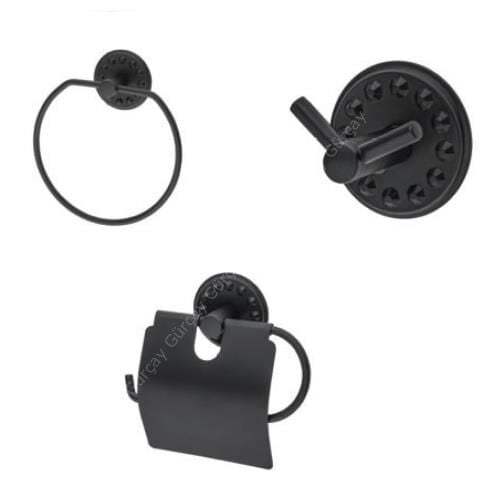 Nora 3'lü Banyo Aksesuar Seti Siyah