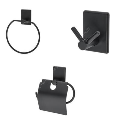 Polo 3'lü Banyo Aksesuar Seti Siyah