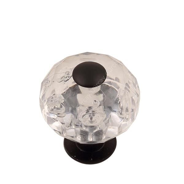 Tepeli Kristal Düğme Kulp Siyah