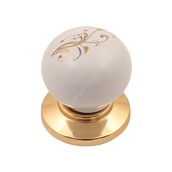 Sude Porselen Kulp Altın Altın Desen 16 Düğme (2 Adet)