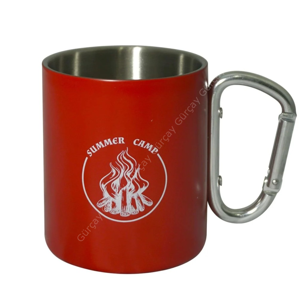 Orcamp OUT-1850 Karabinalı Çelik Kupa Kırmızı