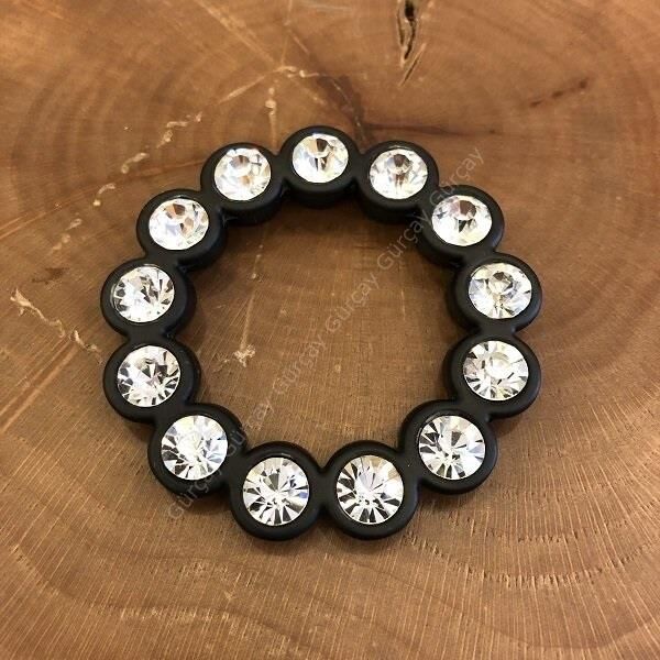 Laruni Taşlı Kulp 32mm (2 Adet) Siyah