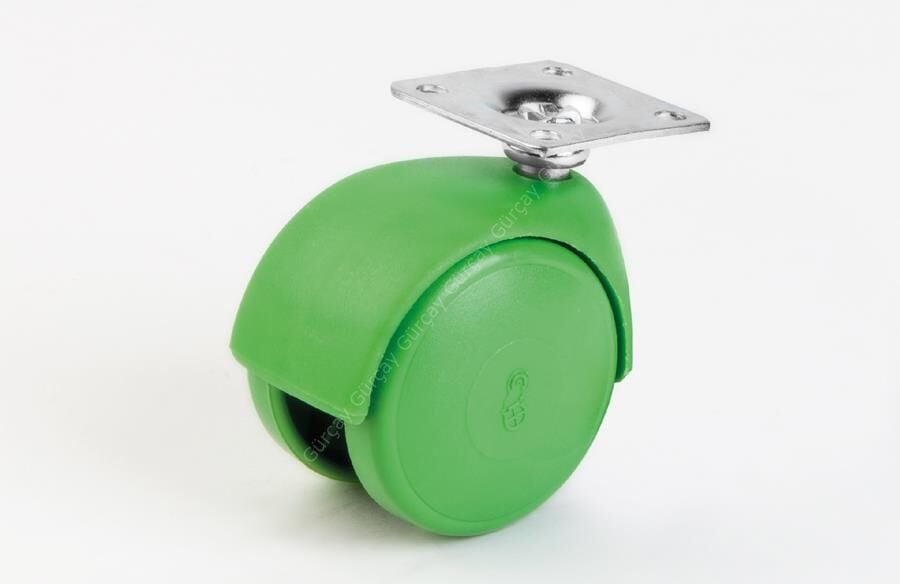 Mobilya Tekeri Döner Plastik H65mm Büyük Tablalı Yeşil