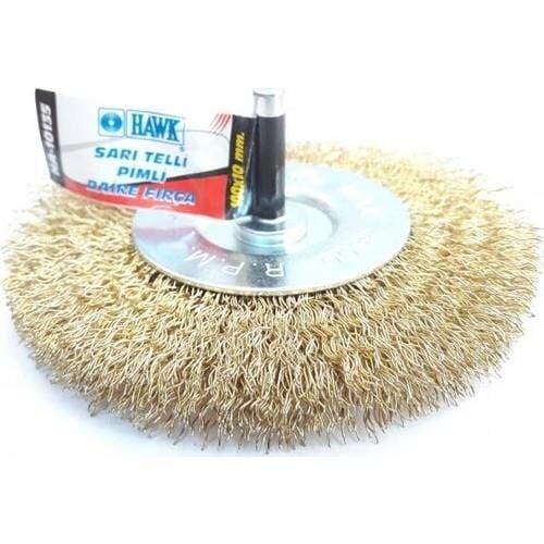 Hawk 10135 Sarı Telli Pimli Daire Fırça 100 x 10 mm.