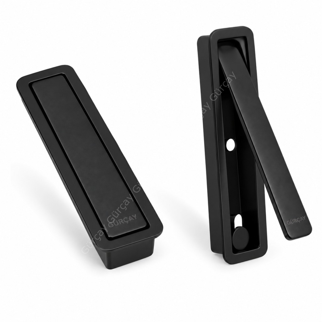 Basmalı Kapaklı Gömme Kulp 32mm Siyah