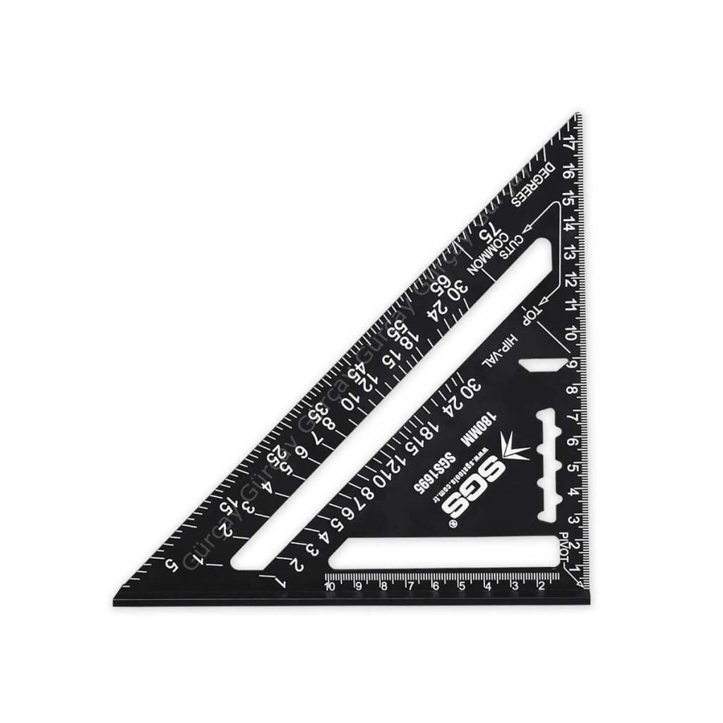 SGS 180mm Profesyonel Alüminyum Üçgen Gönye