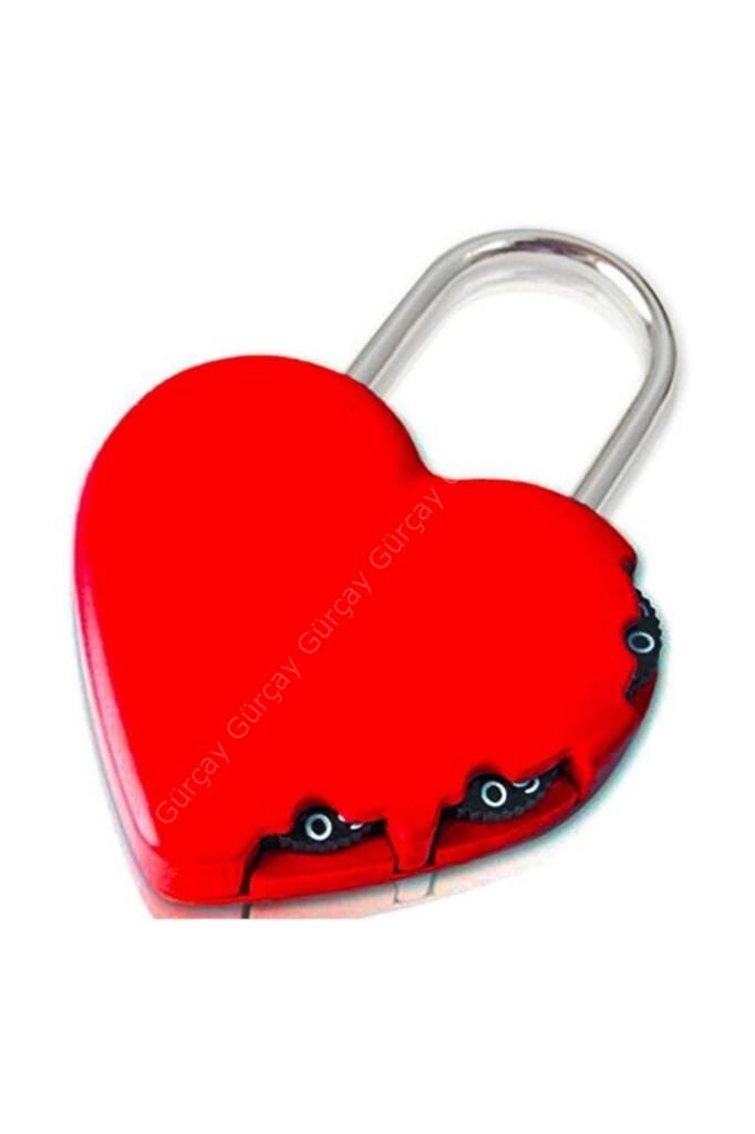 Yale 3 Şifreli Kırmızı Kalp Asma Kilit