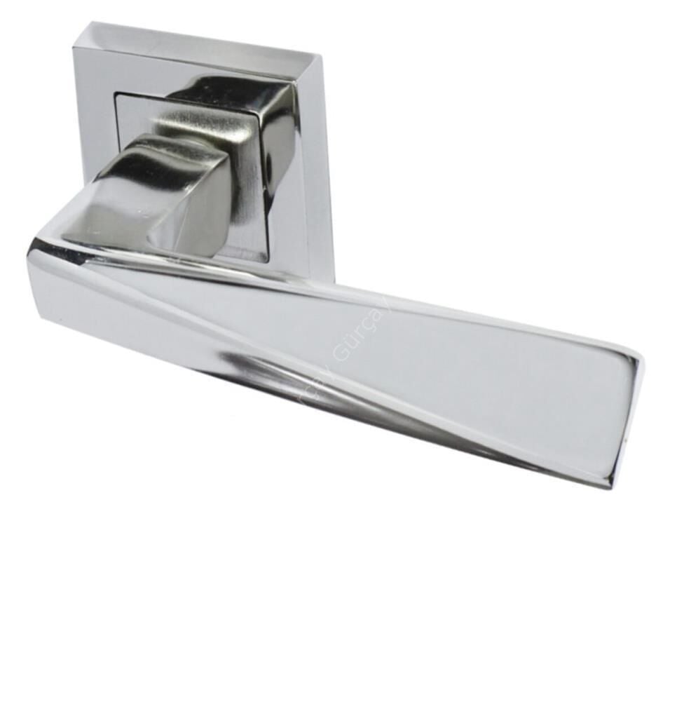 Penta Kare Rozetli Kapı Kolu Krom Yale Tipi