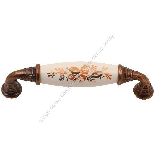 Sude Porselen Kulp Bakır Kahve Çiçekli 96mm (2 Adet)